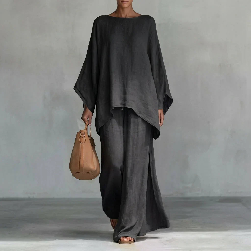 Veronica | Two-Piece Set with Long-Sleeve Blouse and Wide-Leg Trousers