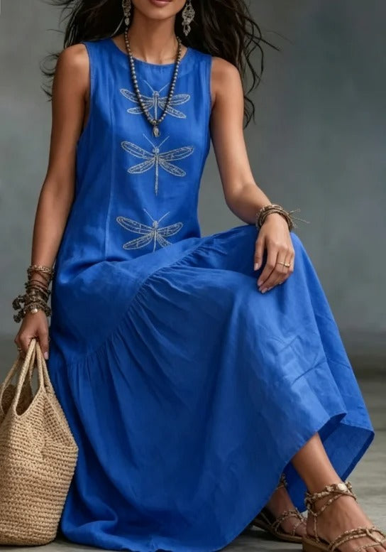 Daniela | Bohemian Dragonfly Print Midi Dress