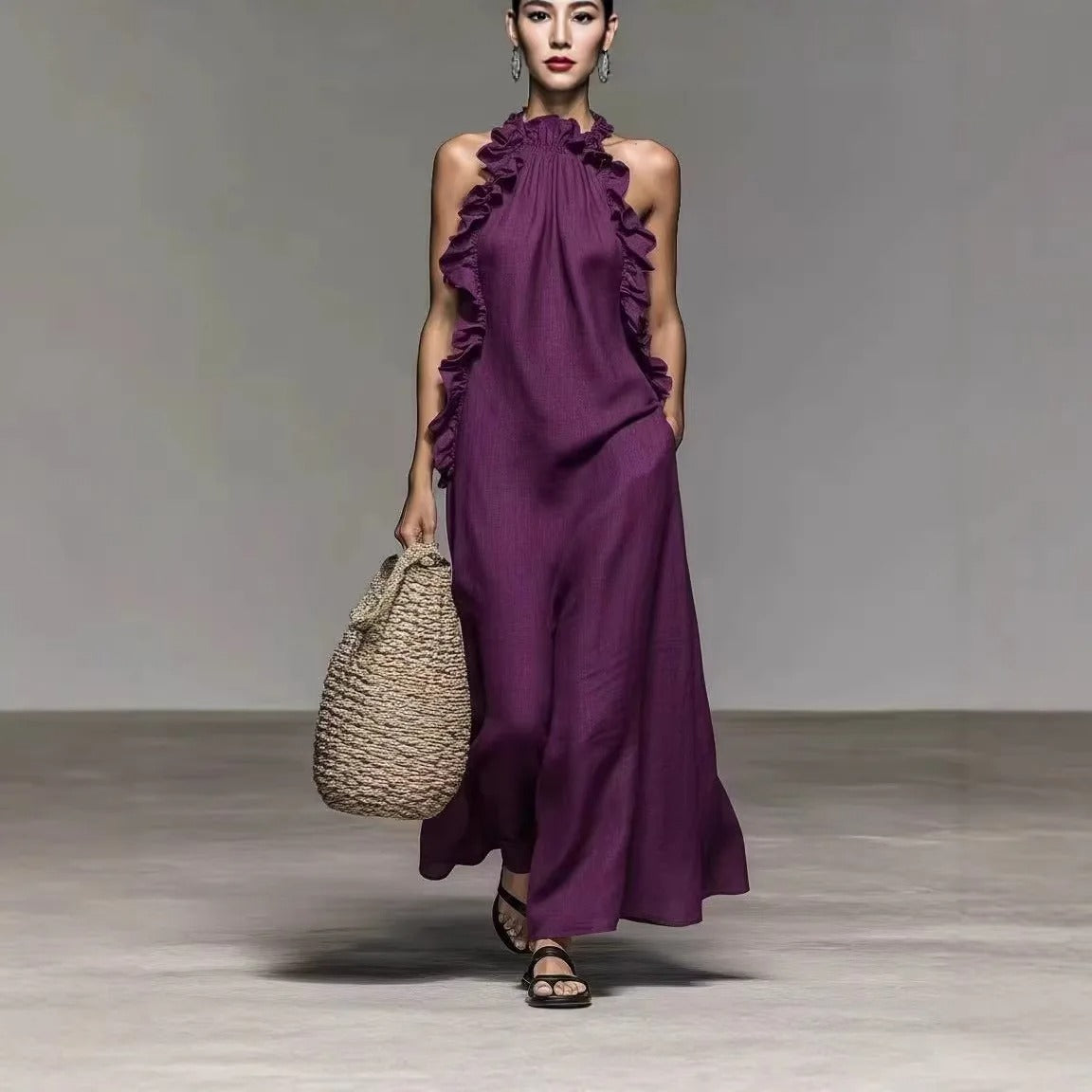 Adriana | Coastal Elegance Halter Maxi Dress