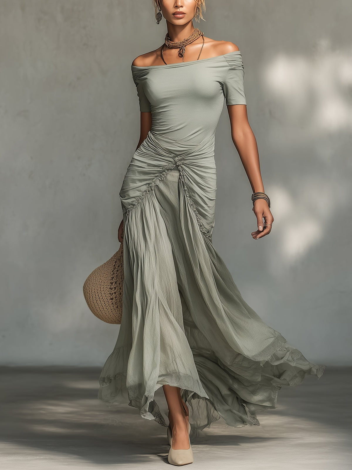 Margot | Off-Shoulder Chiffon Maxi Dress
