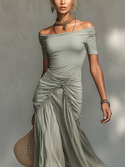 Margot | Off-Shoulder Chiffon Maxi Dress