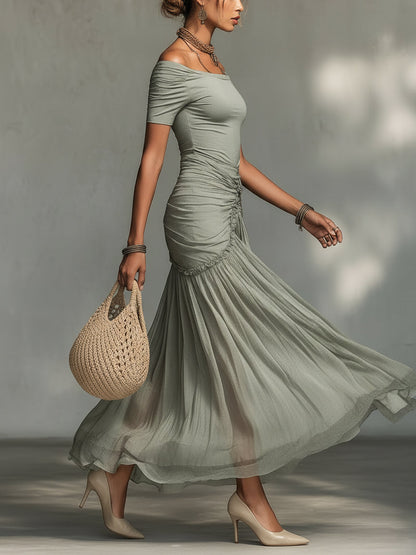 Margot | Off-Shoulder Chiffon Maxi Dress
