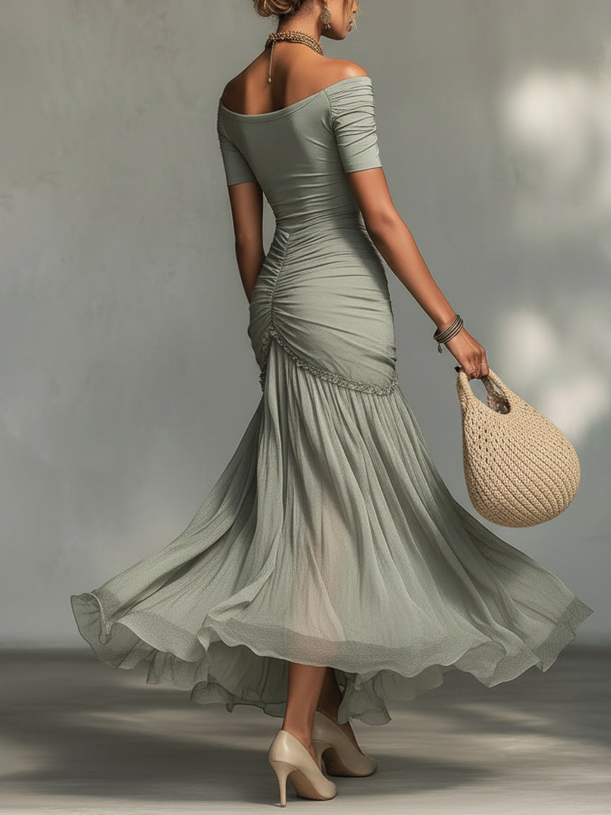 Margot | Off-Shoulder Chiffon Maxi Dress