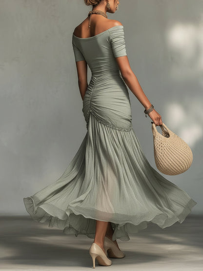 Margot | Off-Shoulder Chiffon Maxi Dress
