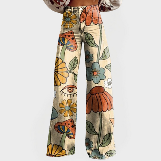 Vittoria | Retro Floral Wide-Leg Jeans