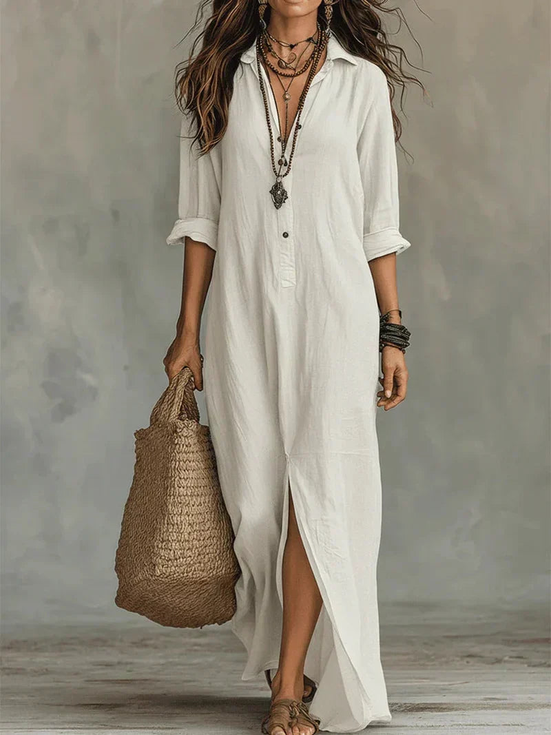Céline | Voluminous Black Maxi Dress with Buttons