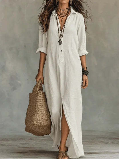 Céline | Voluminous Black Maxi Dress with Buttons