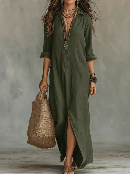 Céline | Voluminous Black Maxi Dress with Buttons