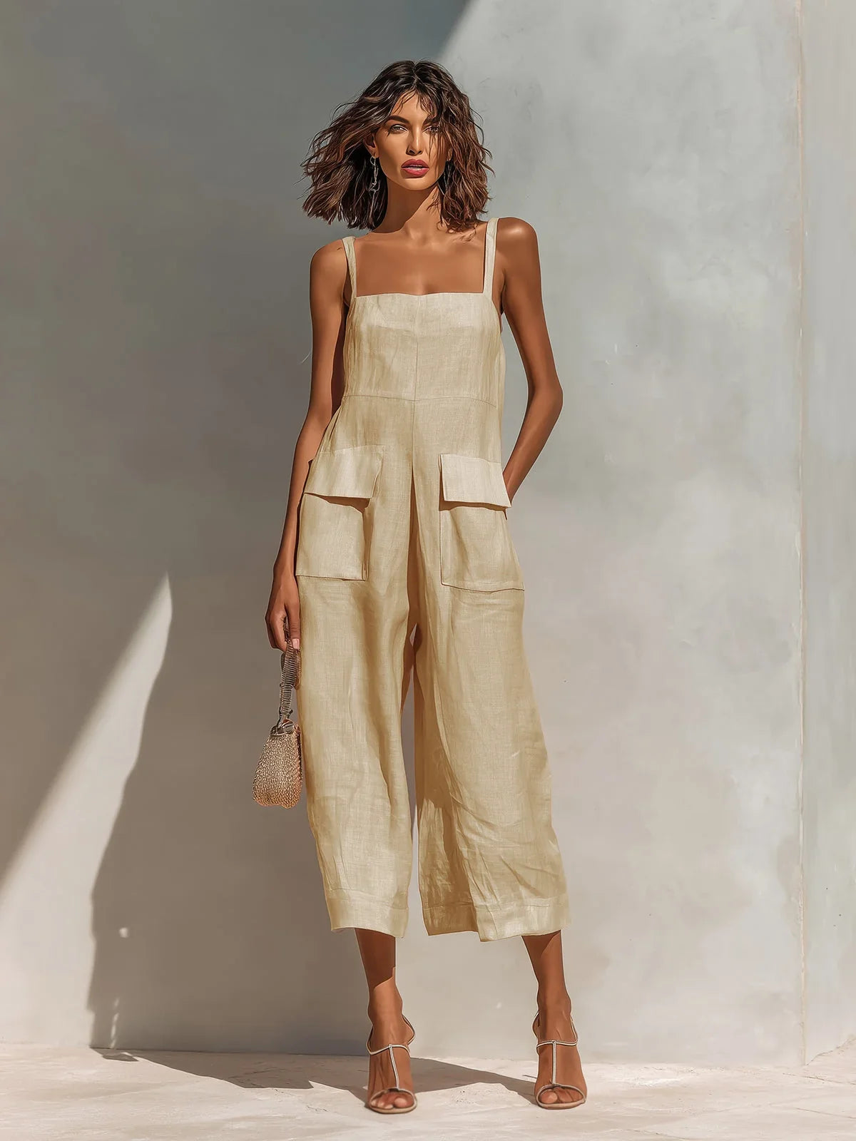 Mercedes | Elegant Linen-Cotton Blend Jumpsuit
