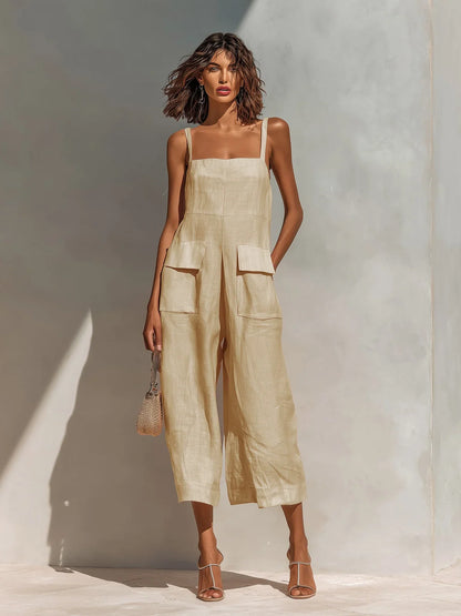 Mercedes | Elegant Linen-Cotton Blend Jumpsuit