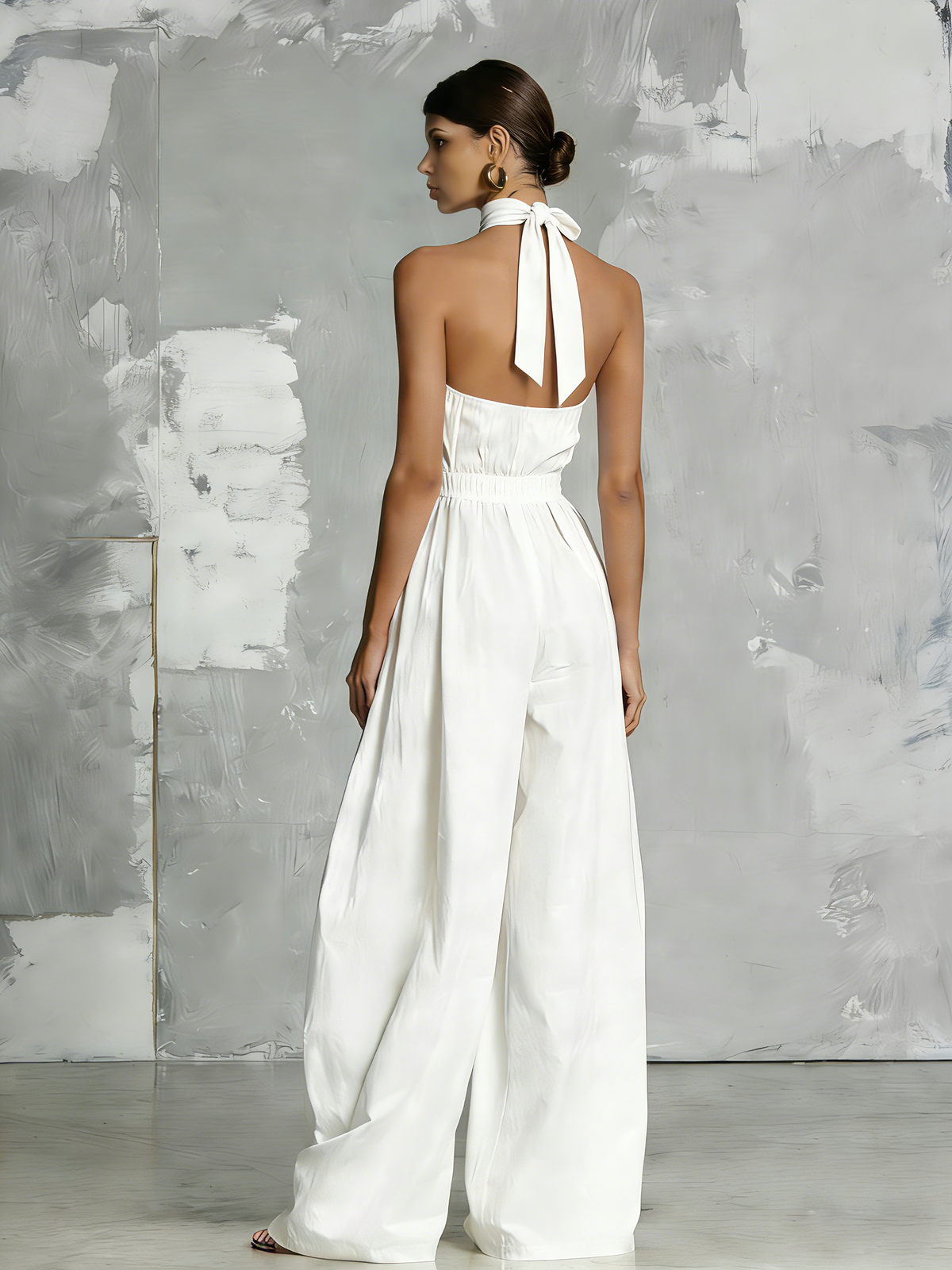 Zoltán | Elegant Sleeveless White Woven Jumpsuit