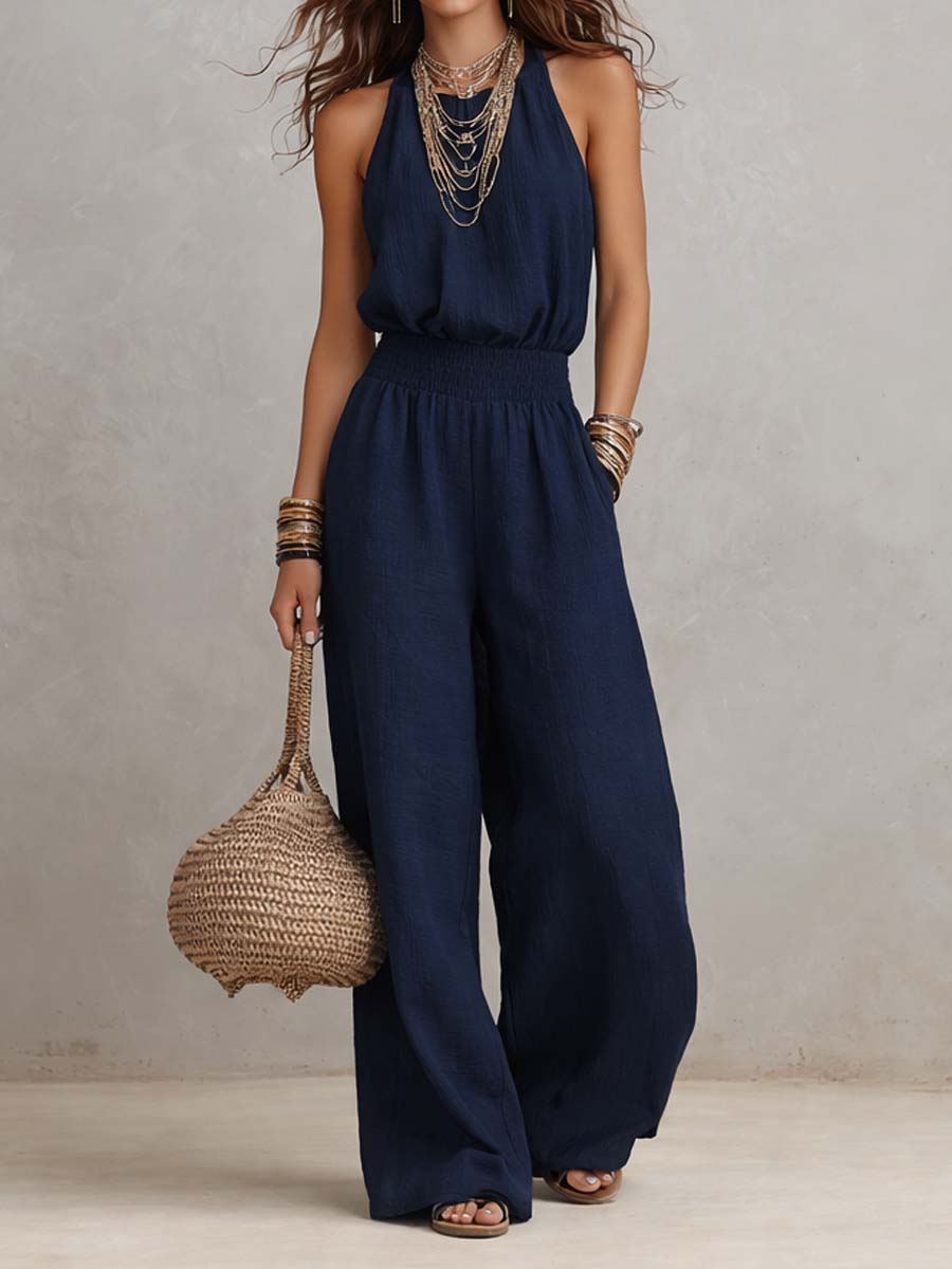 Valeria | Halter Wide-Leg Jumpsuit
