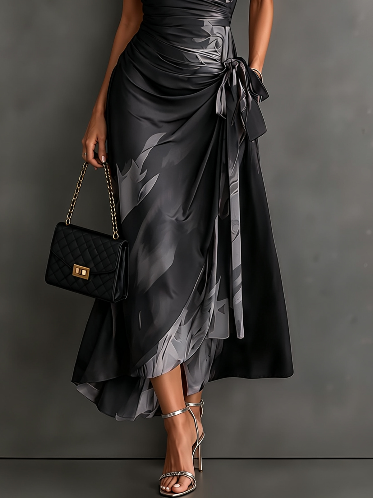 Wren | Collared Wrap Midi Dress with Tie Waist