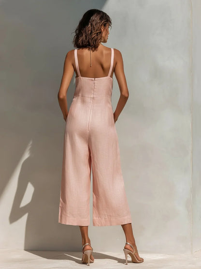 Mercedes | Elegant Linen-Cotton Blend Jumpsuit