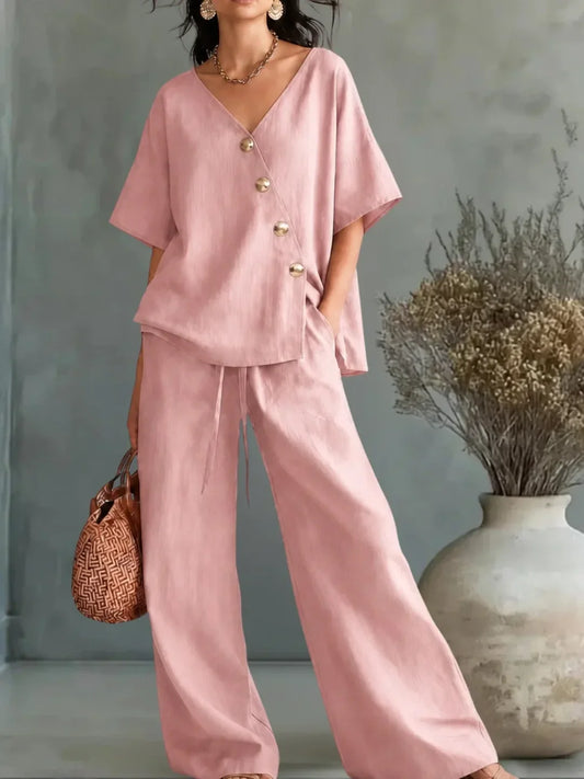 Celia | Set with V-Neck and Buttons