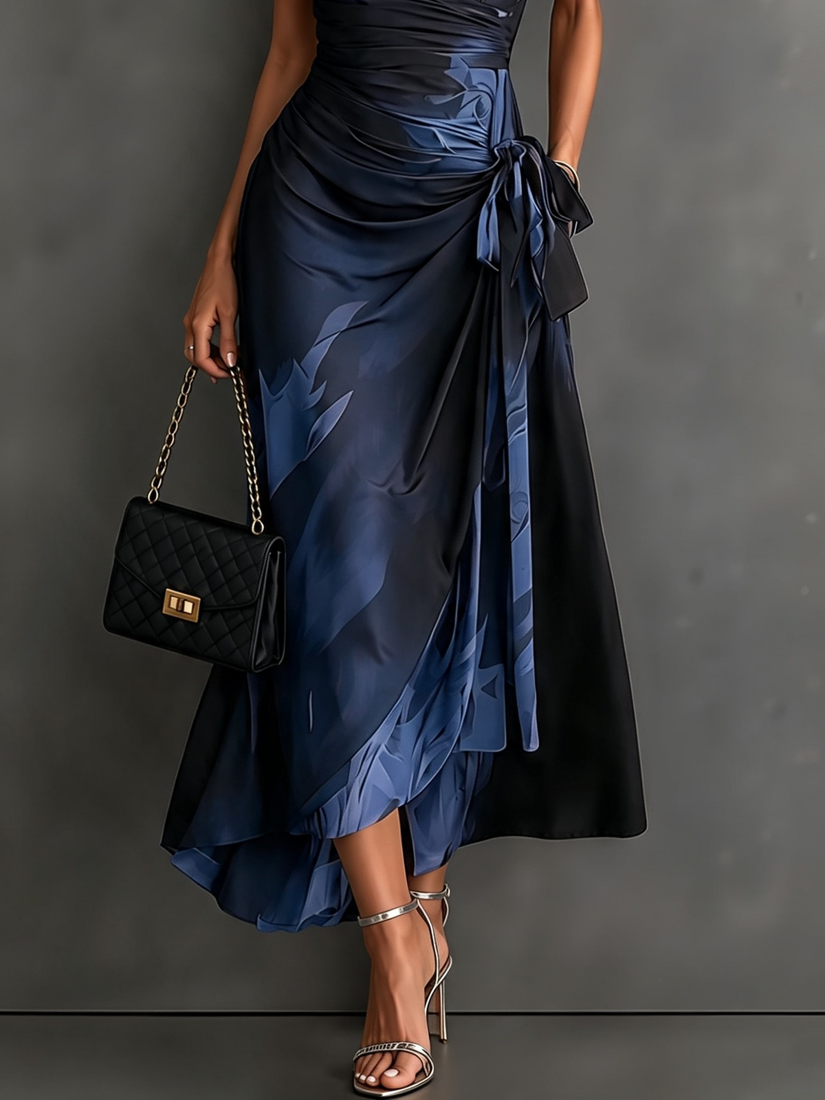 Wren | Collared Wrap Midi Dress with Tie Waist