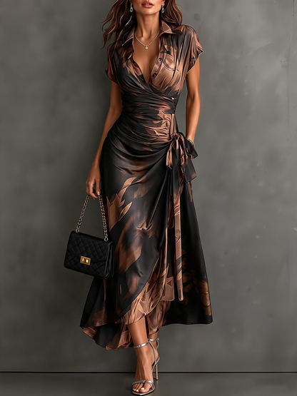 Wren | Collared Wrap Midi Dress with Tie Waist
