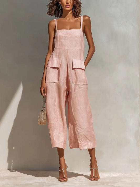 Mercedes | Elegant Linen-Cotton Blend Jumpsuit