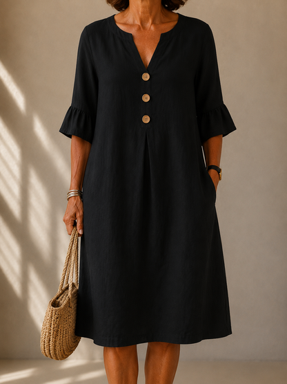 Monica | Flowing Midi Dress with Buttons