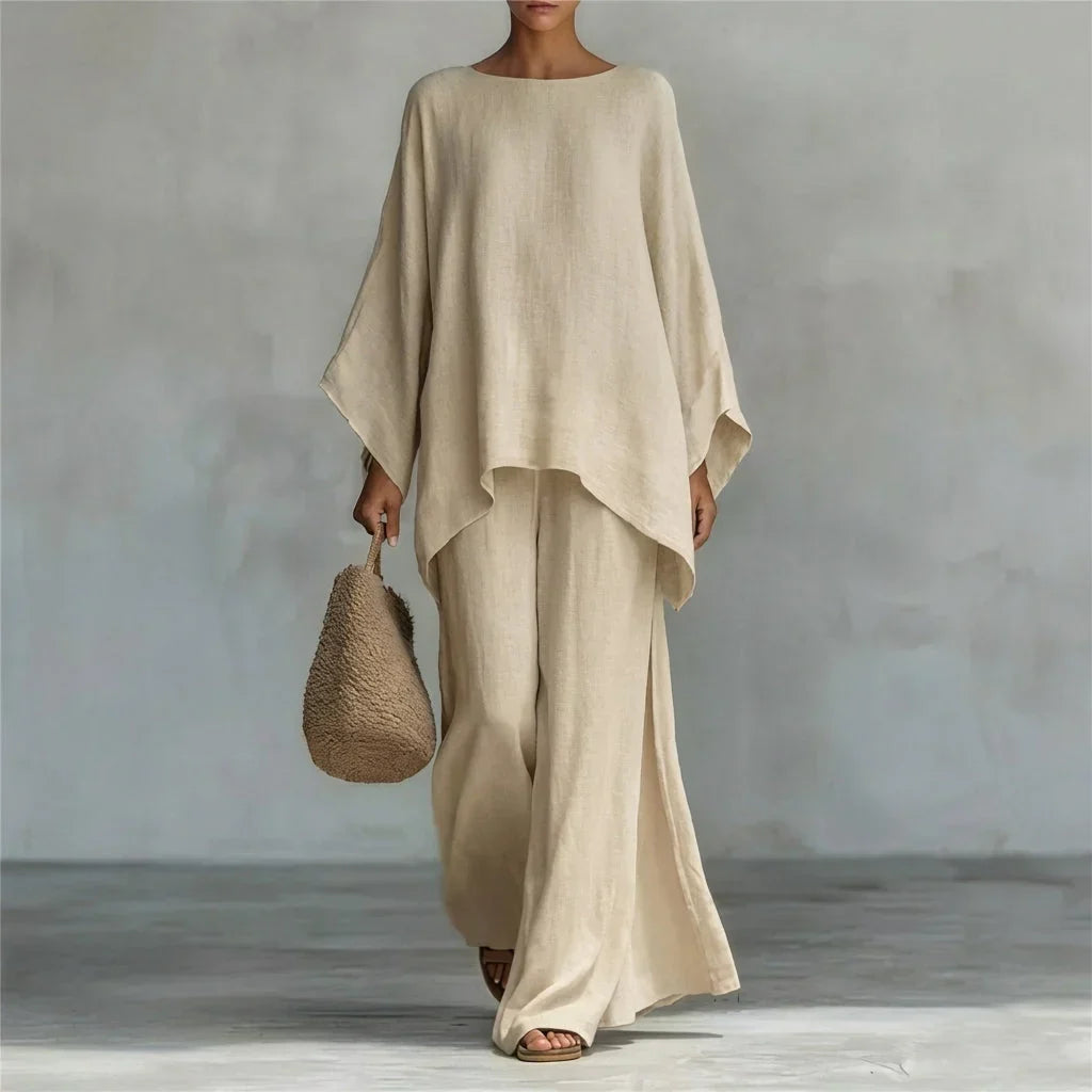 Veronica | Two-Piece Set with Long-Sleeve Blouse and Wide-Leg Trousers