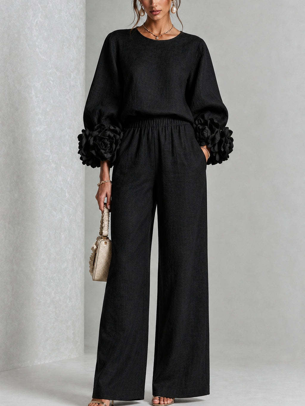 Rosalie | Two-Piece Set with Floral Cuffs