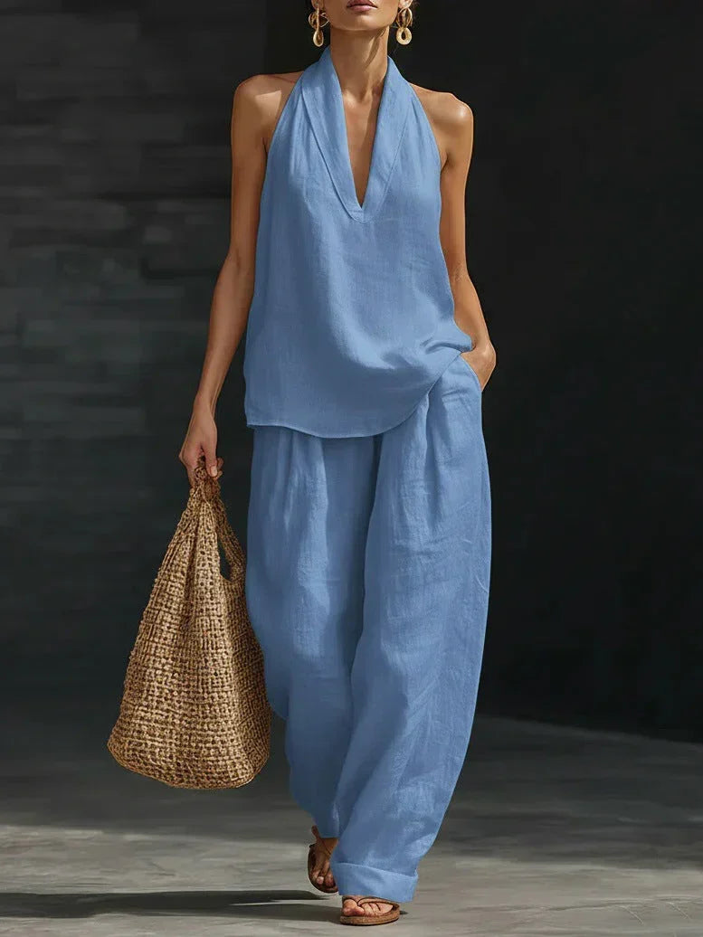 Andrea | Sleeveless Set with Wide-Leg Trousers