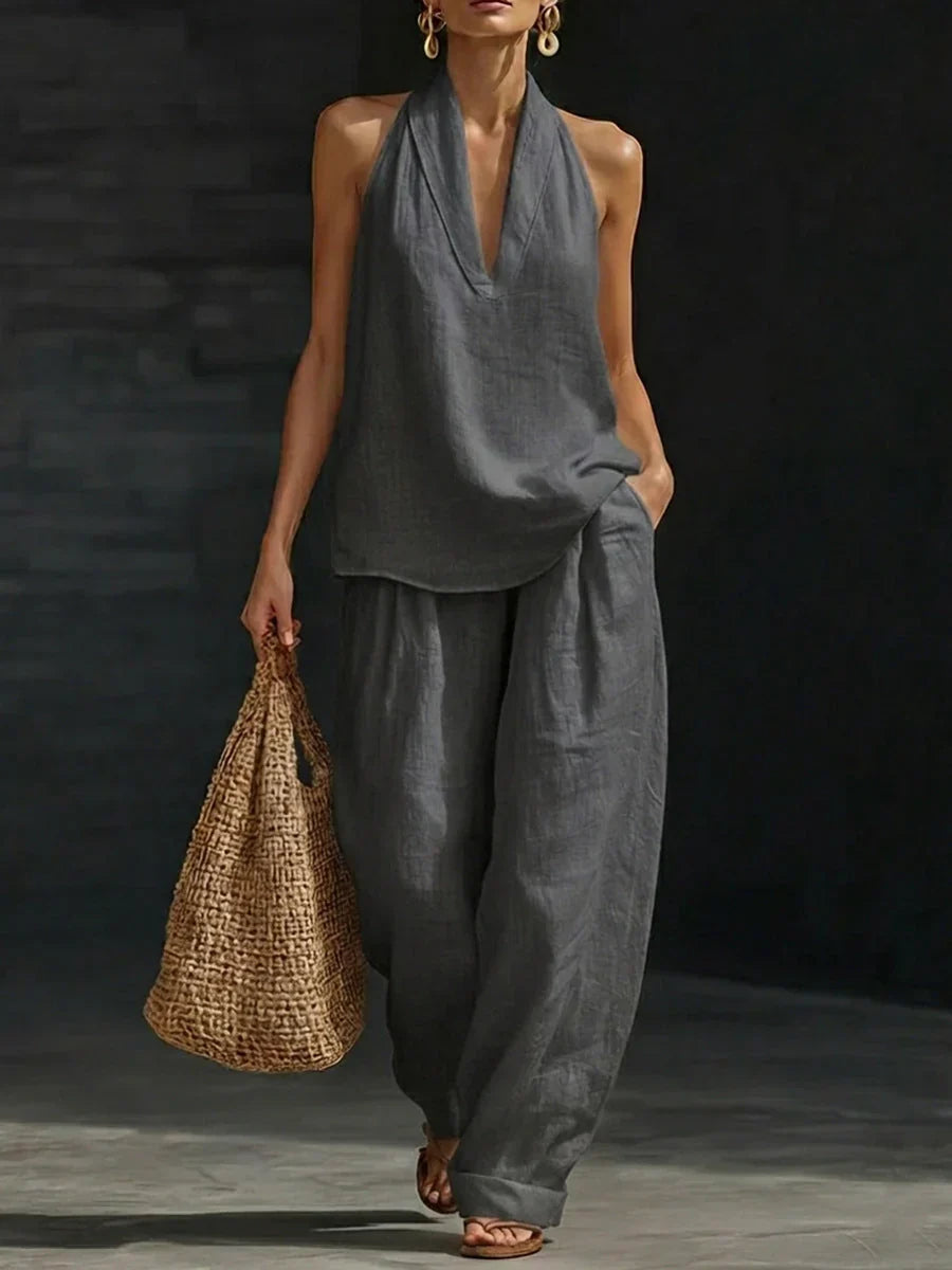 Andrea | Sleeveless Set with Wide-Leg Trousers