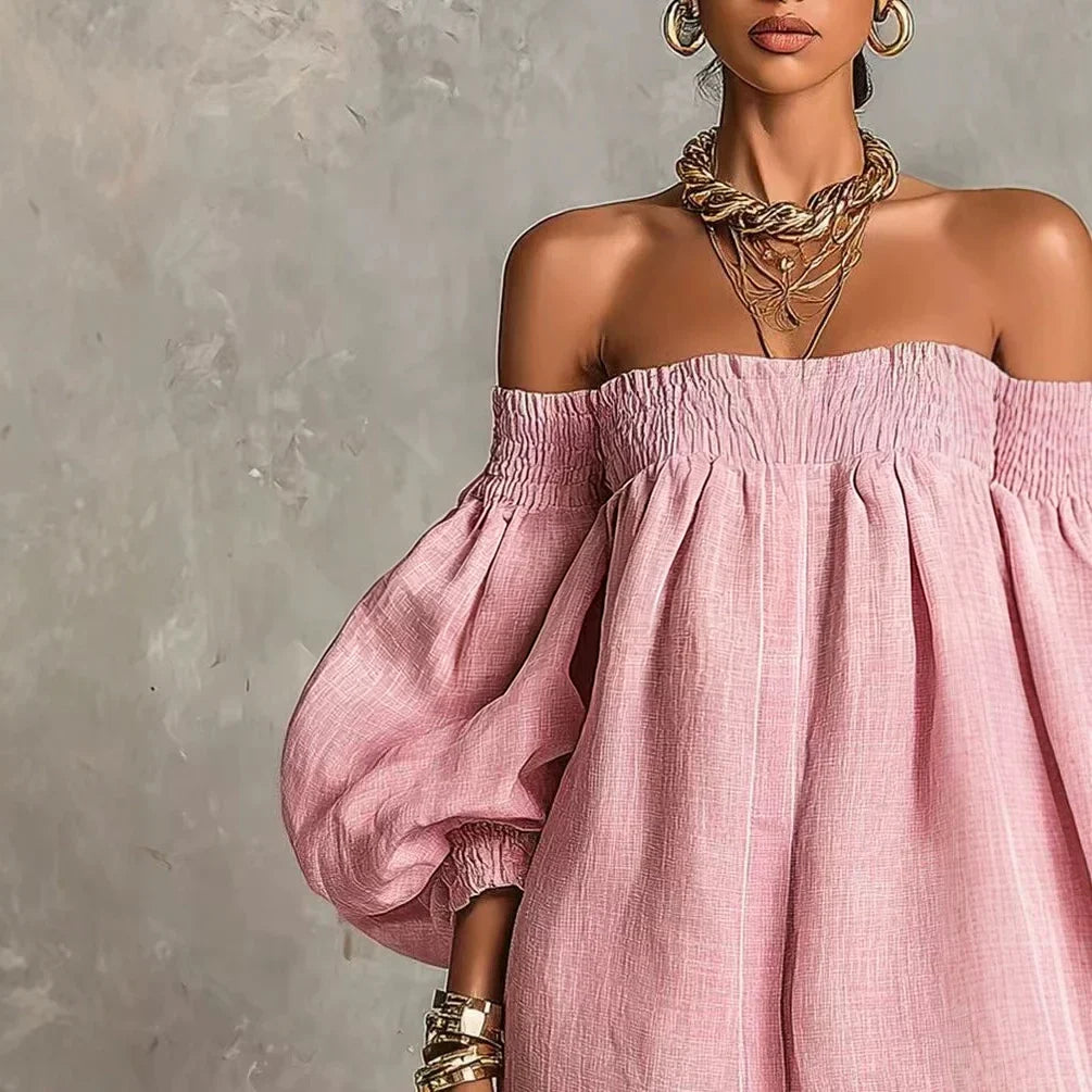 Pastel Pink Bohemian Mini Dress
