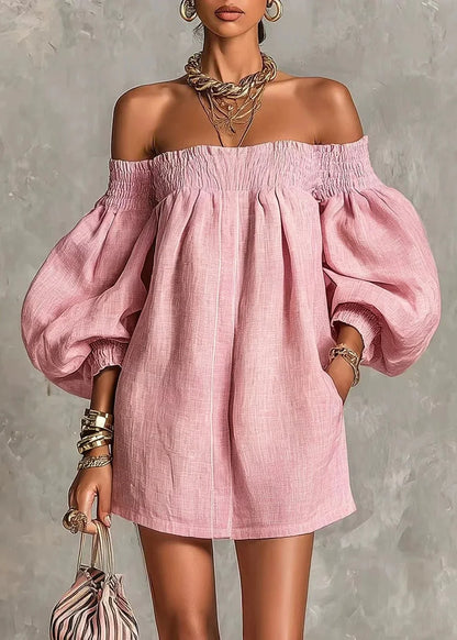 Pastel Pink Bohemian Mini Dress