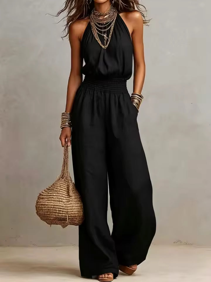 Valeria | Halter Wide-Leg Jumpsuit