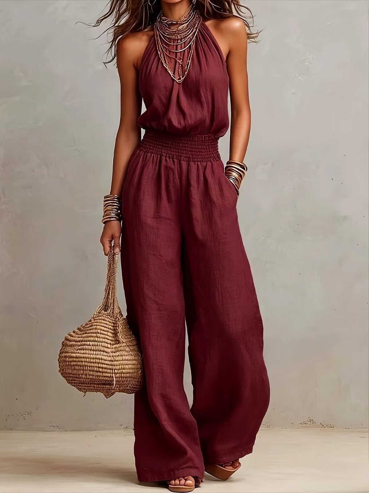 Valeria | Halter Wide-Leg Jumpsuit