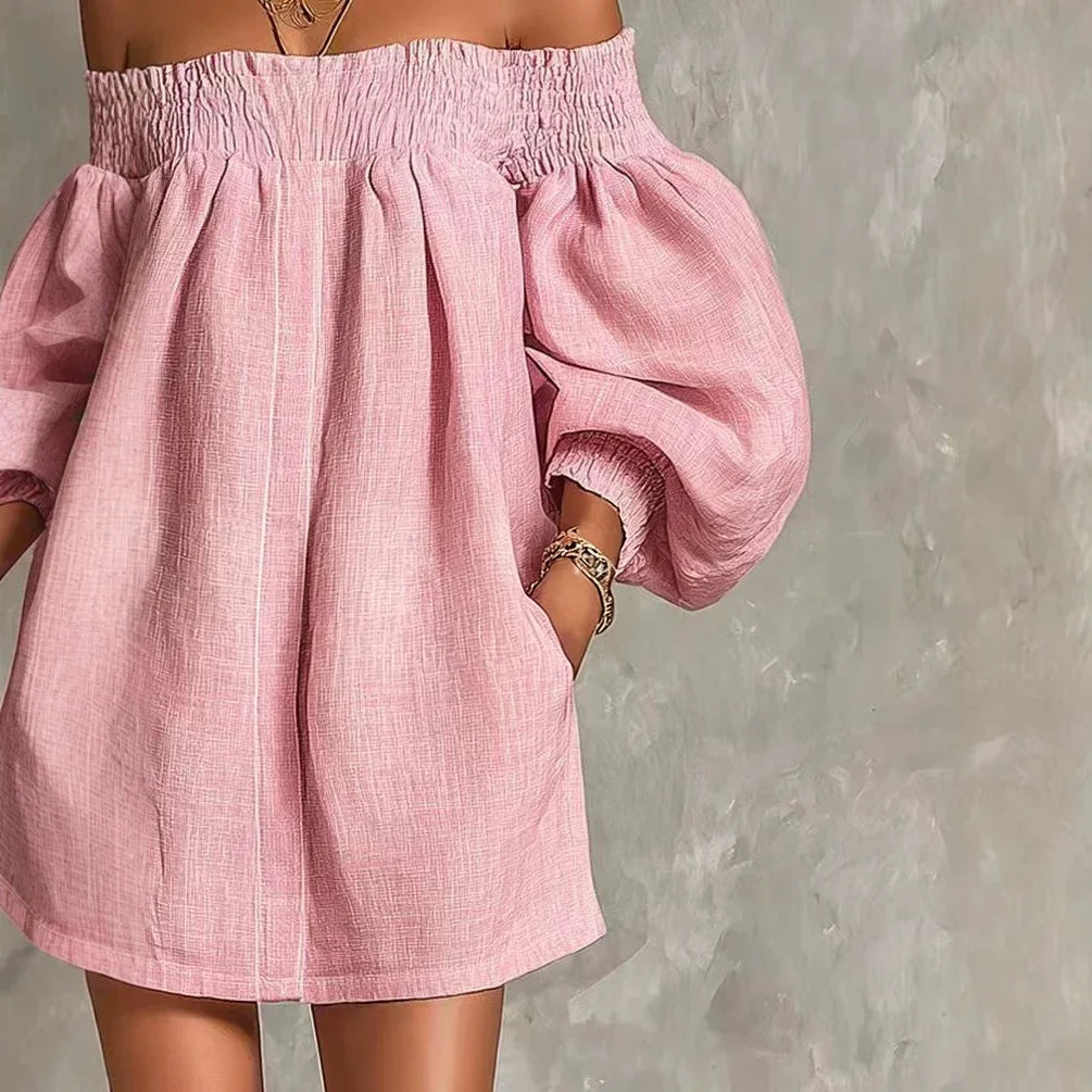 Pastel Pink Bohemian Mini Dress