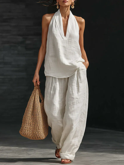 Andrea | Sleeveless Set with Wide-Leg Trousers