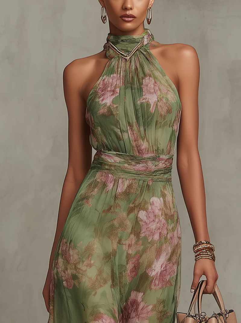 Annika | Floral Halter Maxi Dress