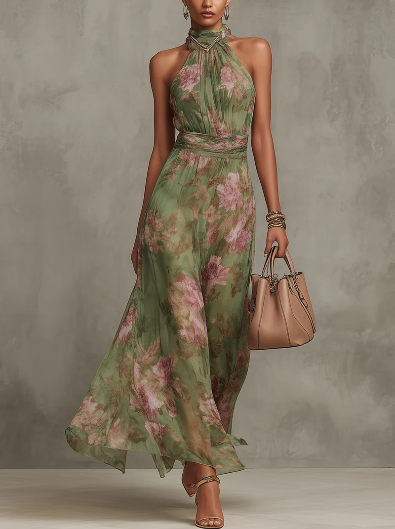 Annika | Floral Halter Maxi Dress
