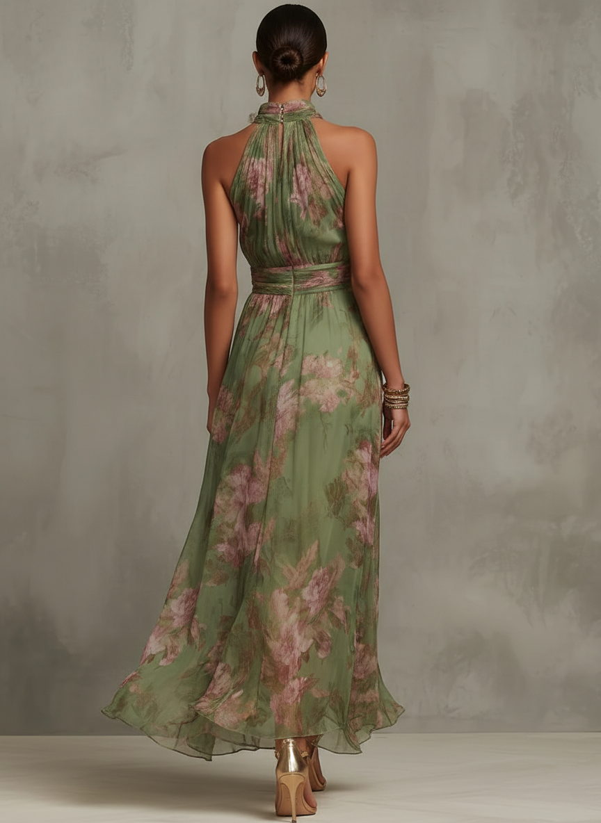 Annika | Floral Halter Maxi Dress