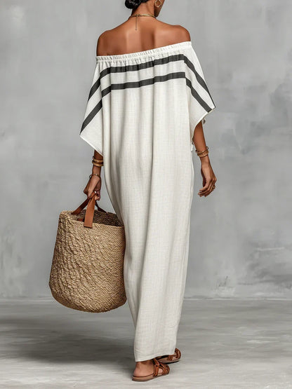 Naiara | Off-Shoulder Maxi Dress with Batwing Sleeves