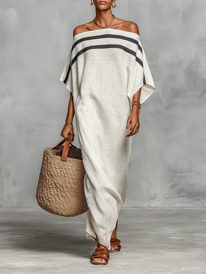 Naiara | Off-Shoulder Maxi Dress with Batwing Sleeves