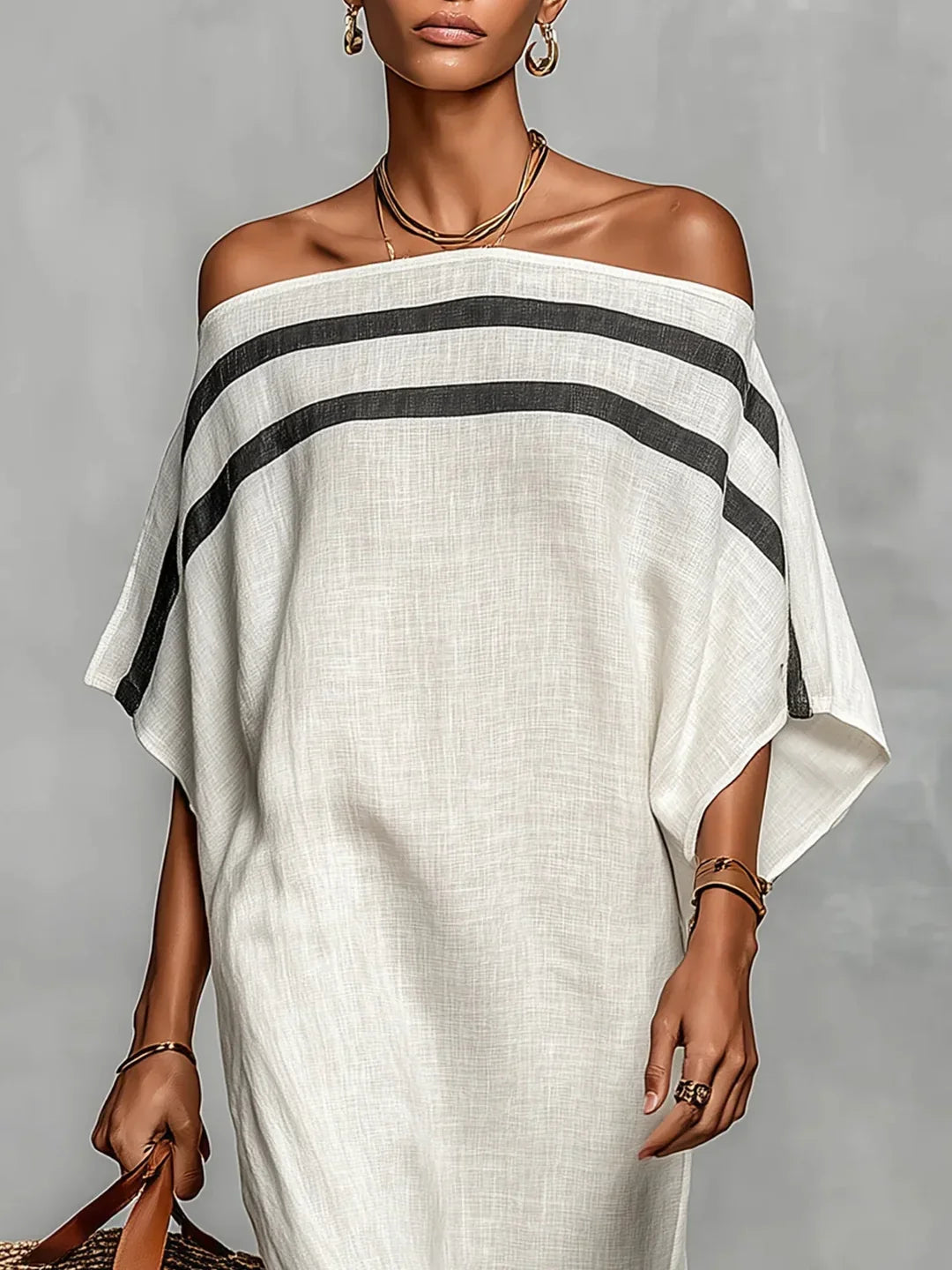 Naiara | Off-Shoulder Maxi Dress with Batwing Sleeves