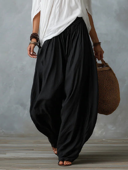 White Off-Shoulder Top and Flared Lantern Trouser Set
