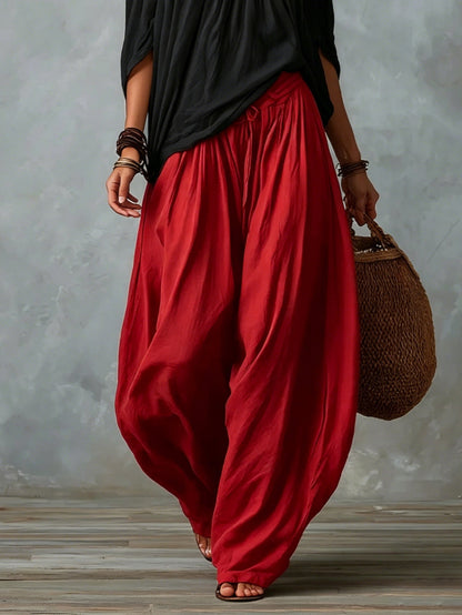 White Off-Shoulder Top and Flared Lantern Trouser Set