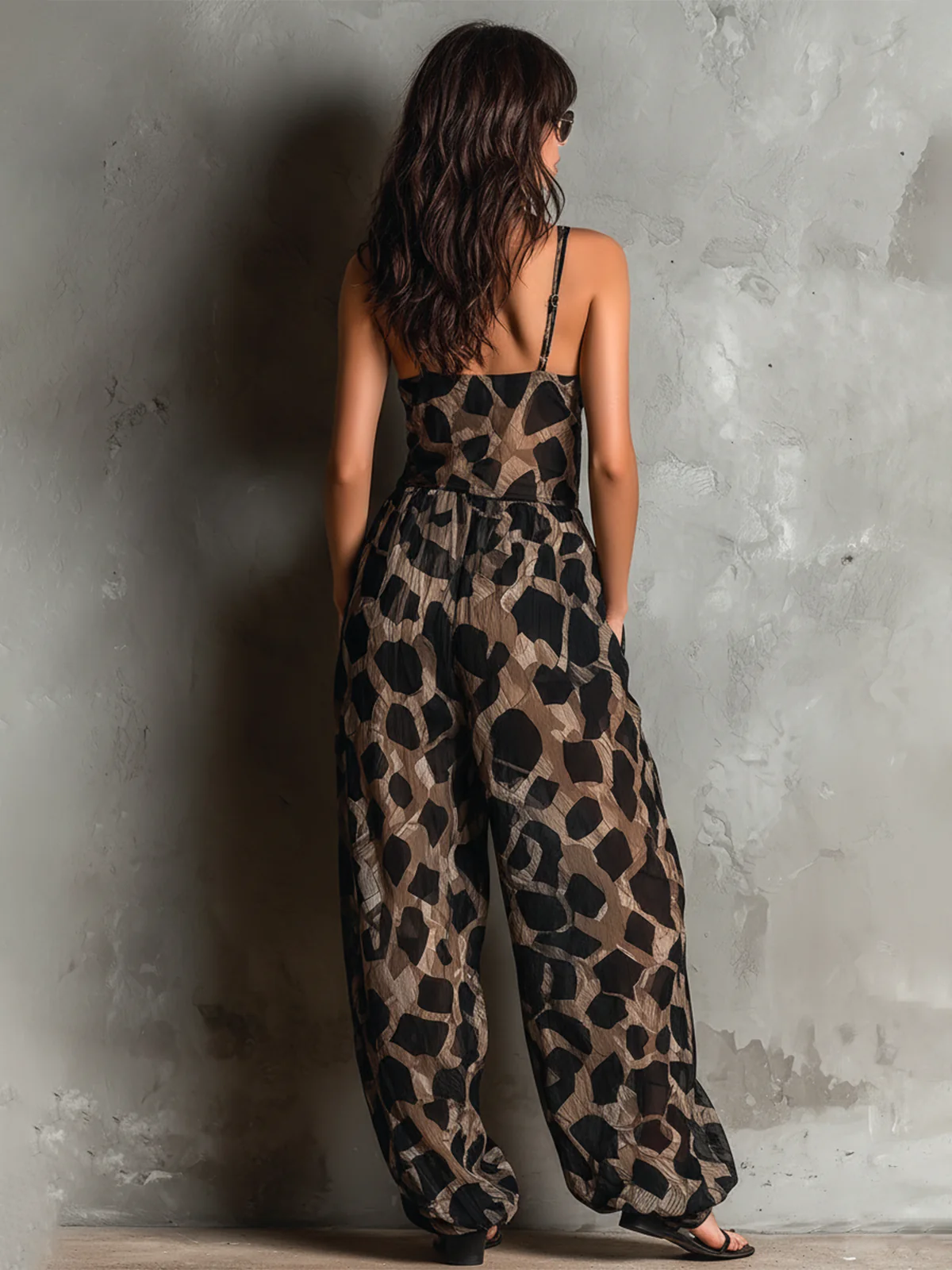 Juniper | Animal Print Chiffon Wide-Leg Jumpsuit