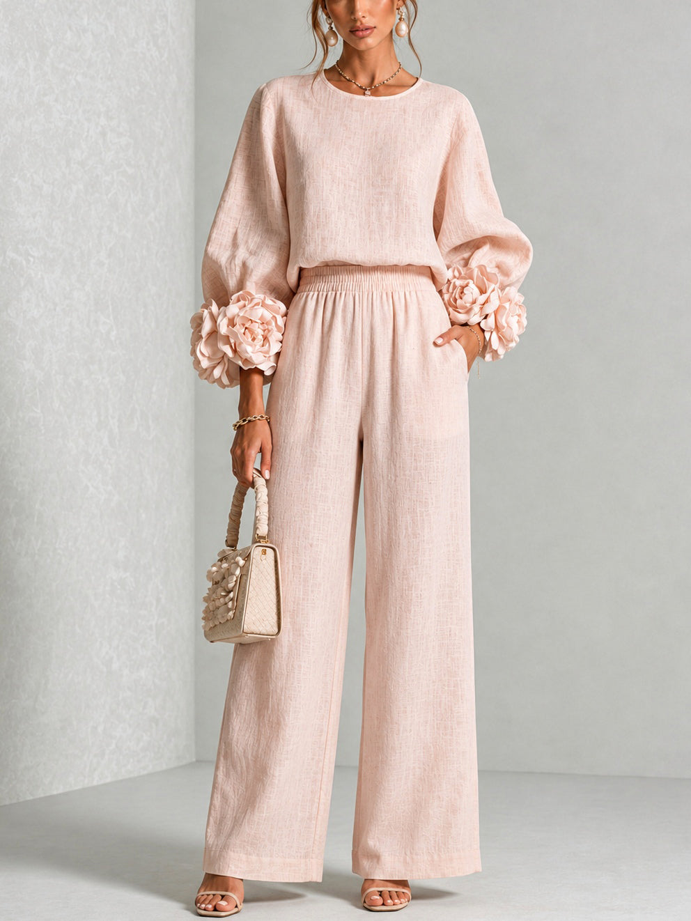 Rosalie | Two-Piece Set with Floral Cuffs