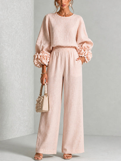 Rosalie | Two-Piece Set with Floral Cuffs