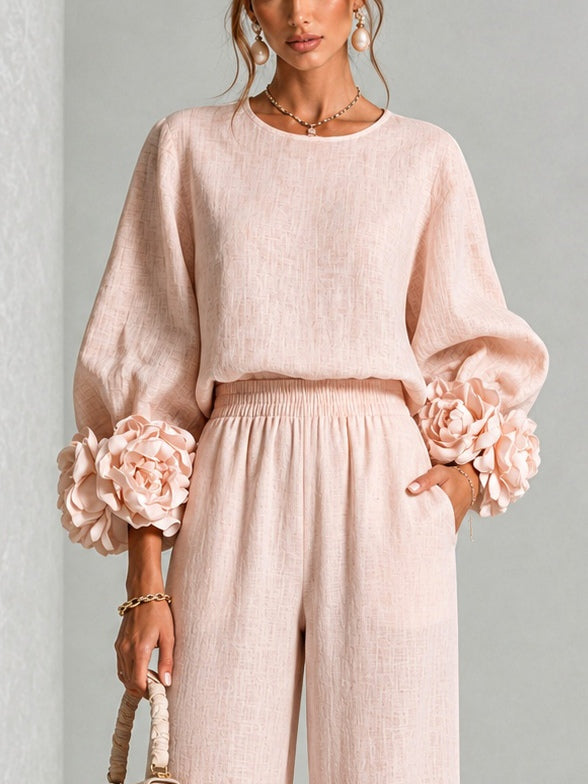 Rosalie | Two-Piece Set with Floral Cuffs