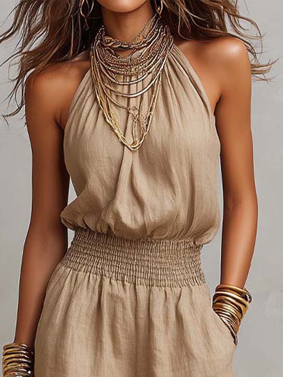 Valeria | Halter Wide-Leg Jumpsuit