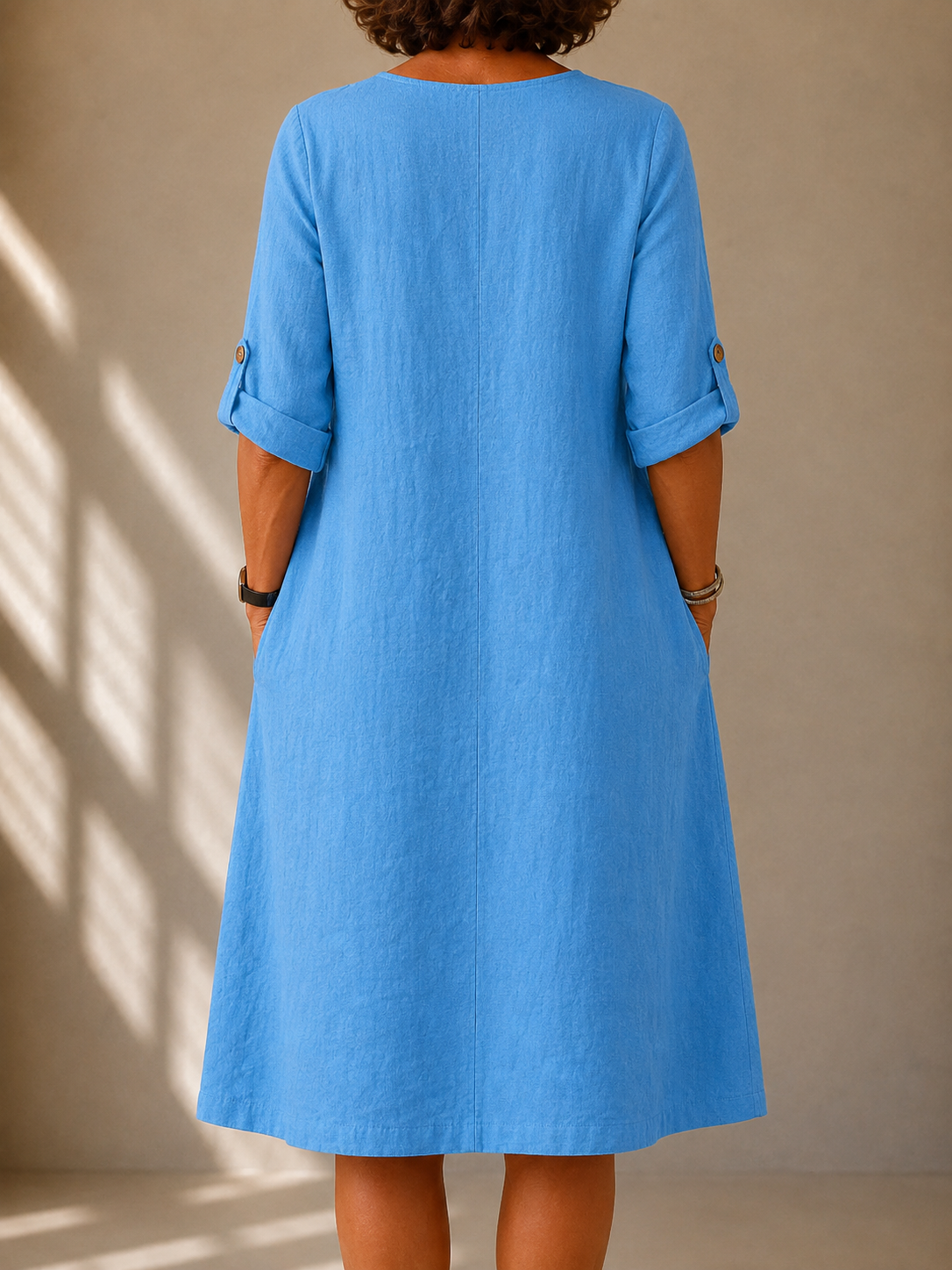 Naomi | A-Line Midi Dress with V-Neck