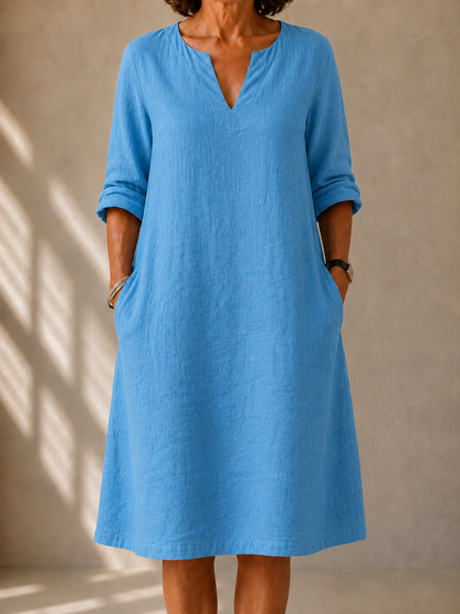 Naomi | A-Line Midi Dress with V-Neck