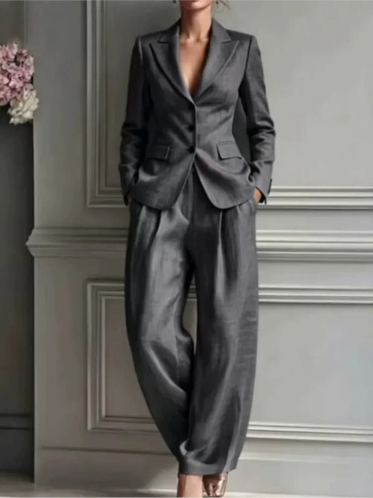 Victoria | Elegant Tailored Blazer and Wide-Leg Trouser Set