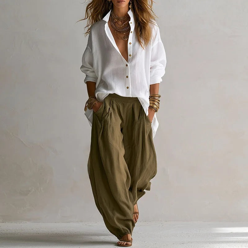 Aitana | Flowing Shirt and Wide-Leg Trouser Set